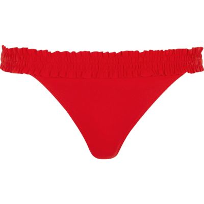 RI Resort red shirred bikini bottoms